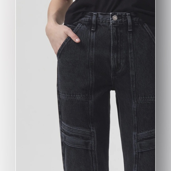NWT Agolde Cooper Cargo in Black Panther 31 $275 - Picture 5 of 6